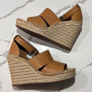 Treasure & Bond | Tan Leather Platform Espadrilles Wedge Sandals Women’s Size 8